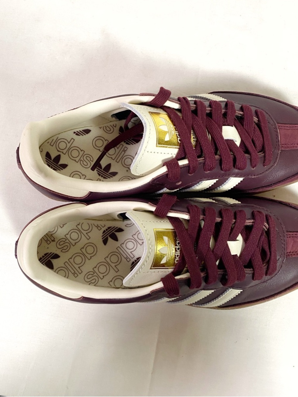 Adidas Samba OG Maroon Gold Metallic Sneakers - Picture 6 of 8